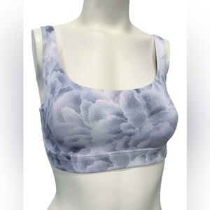 Athleta Cloud Print Sports Bra XS Strappy Back Gray Blue